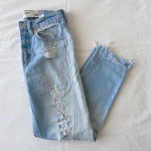 garage ripped light wash mom jeans